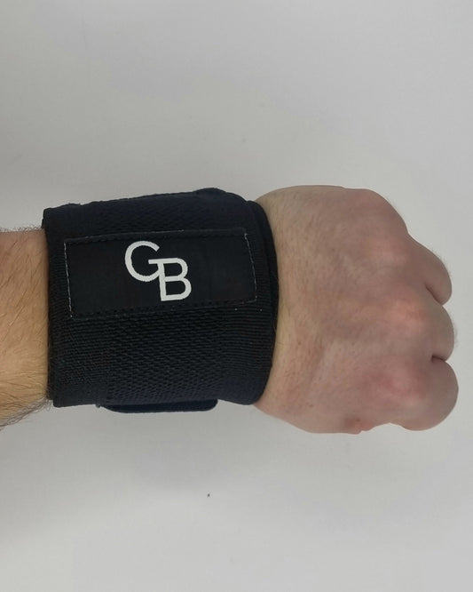 Wrist wraps for strength training and powerlifting, in use view