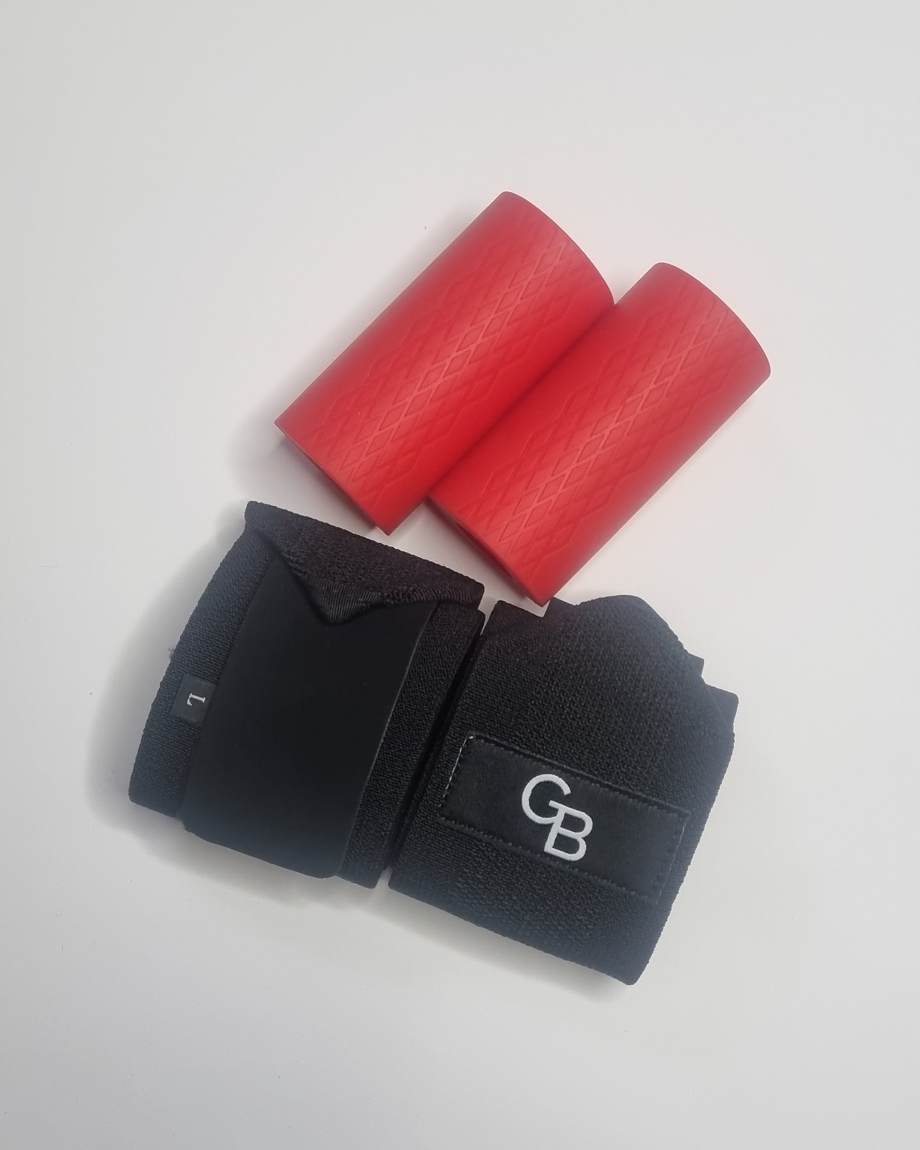 thick grips red and stiff wrist wraps, main view