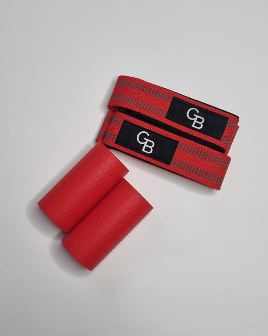 thick grips red, lifting straps red, main view