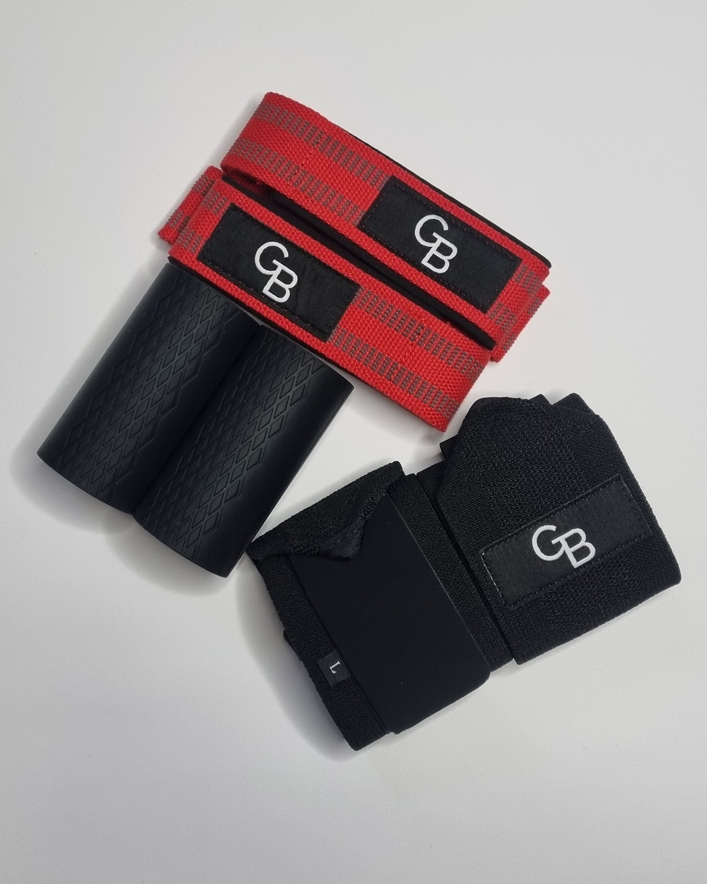 lifting straps red, thick grips, stiff wrist wraps, main view